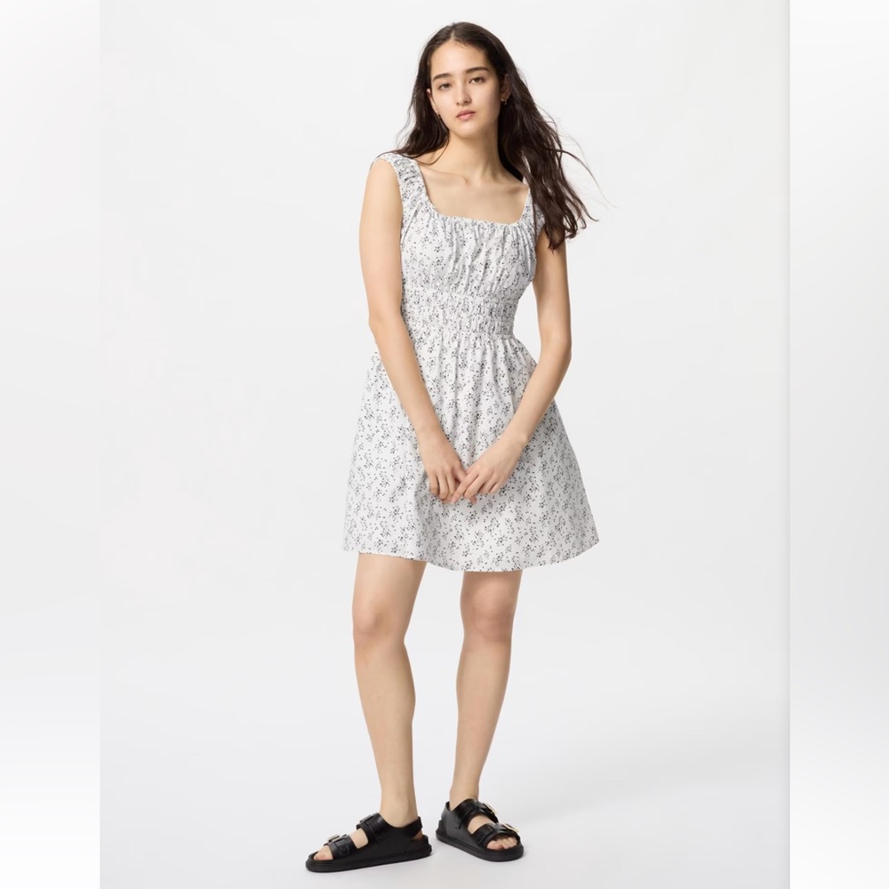 Uniqlo White Floral Mini Dress